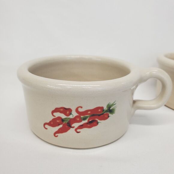 SHAKERS & THANGS Pottery Soup Chili Bowls Handles CHILI PEPPERS Marshall Texas - Picture 2 of 11